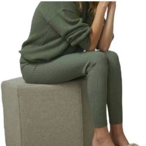 Lunya Cozy Cotton Silk Ribbed Leggings (Heather Green) XL NWOT